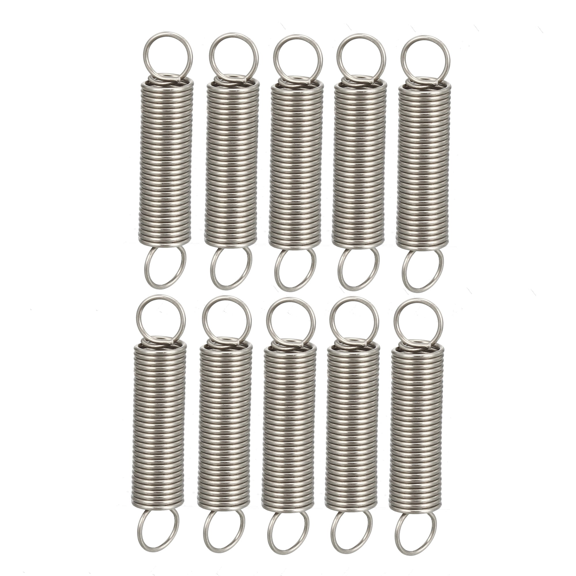 0.5x5x25mm Stainless Steel Small Dual Hook Tension Spring, 10pcs