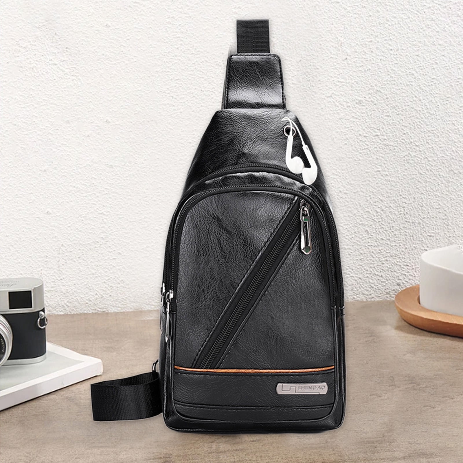 Mens Soft Leather Chest Bag - Stylish One-Shoulder Bag
