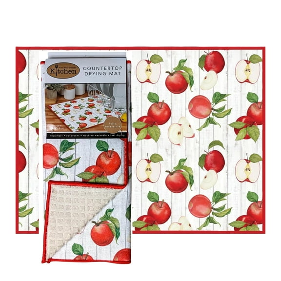 Apple Orchard Pattern Dish Drying Mat by Kay Dee Designs - Microfiber, Non-Slip 15" x 20" Absorbent Pad