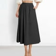 thumbnail image 3 of HomeGardon Maxi Skirts for Women Summer Casual Fashion Solid Color Fold Pocket Elastic Waist Skirt,S-XL, 3 of 7