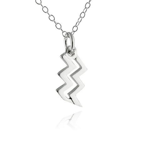 Sterling Silver Aquarius Charm Necklace, 18