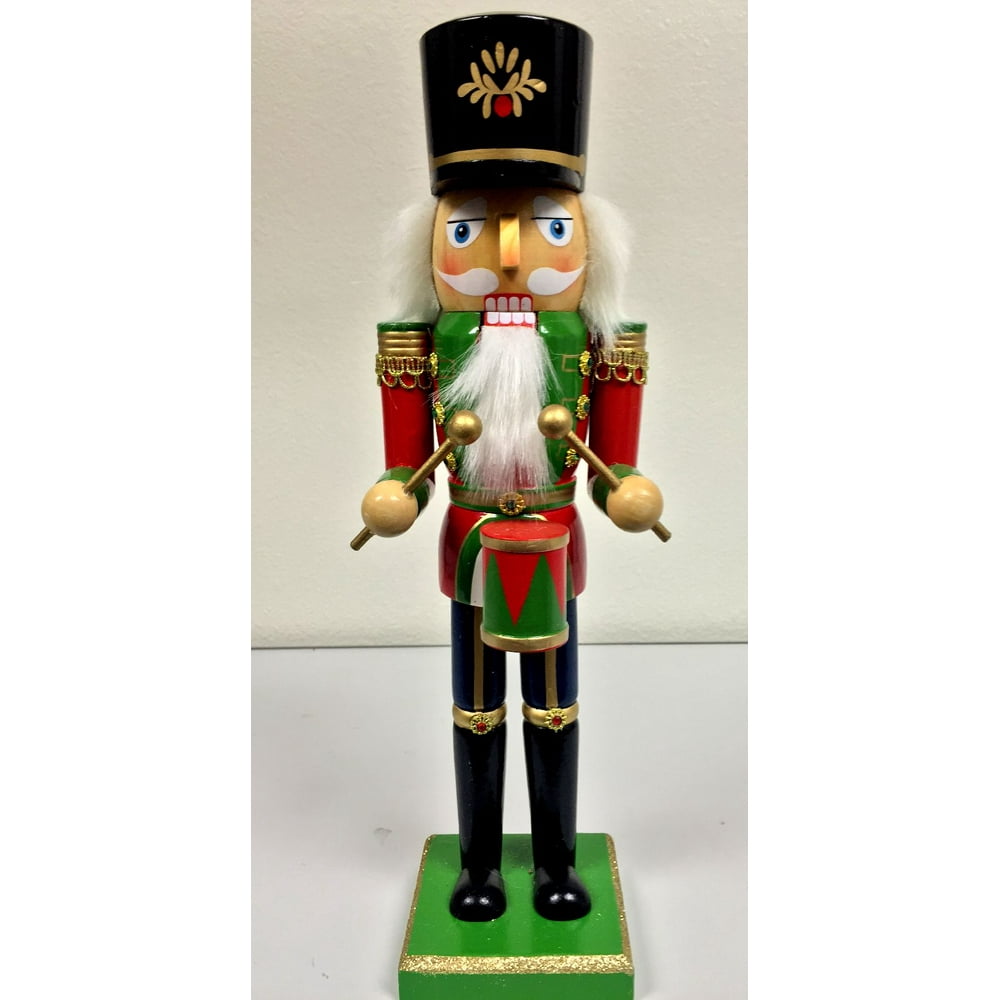 Red and Green Drummer Wooden Christmas Nutcracker 14 Inch Holiday Decoration New - Walmart.com