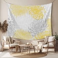 thumbnail image 2 of Yellow White Tapestry for Bedroom Wall Hanging Tapestry, Abstract Grey Chrysanthemum Flower Floral Ceiling Backdrop Tapestries Poster Blanket Wall Decor for Teens Room Living Room Dorm 59" x 90", 2 of 8