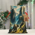 thumbnail image 4 of Fuzoiu Valley River Dinosaur Print Christmas Gift Bag,Burlap Gift Bag with Drawstring Closure & Hang Tag,Perfect for Holidays, Birthdays, and Special Occasions-Small, 4 of 7