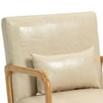 thumbnail image 3 of UIXE Faux Leather Accent Chairs Set of 2 Upholstered Comfortable Arm Chair with Lumbar Pillow Armchair for Home Bedroom, Cream, 3 of 7