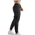 thumbnail image 4 of Pants for Men's Fashion Casual Solid Color Cargo Pockets Elastic Rope Waist Casual Cargo Pants Work Pants for Men Plus Size Black S, 4 of 5