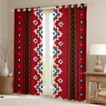 thumbnail image 2 of Homewish Retro Boho Aztec Black Out Curtains,Vintage Striped Rhombus Curtains Pack of 2 (42x63 Each),Red Cyan Beige Bedroom Curtains For Adults,Super Cozy Room Decor, 2 of 6