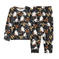 thumbnail image 4 of Girls' Pajama Sets Halloween Pajamas Cute Pumpkin Print Long Sleeve Crewneck Top Comfy Kids Matching Pajamas 7-8 Years, 4 of 5