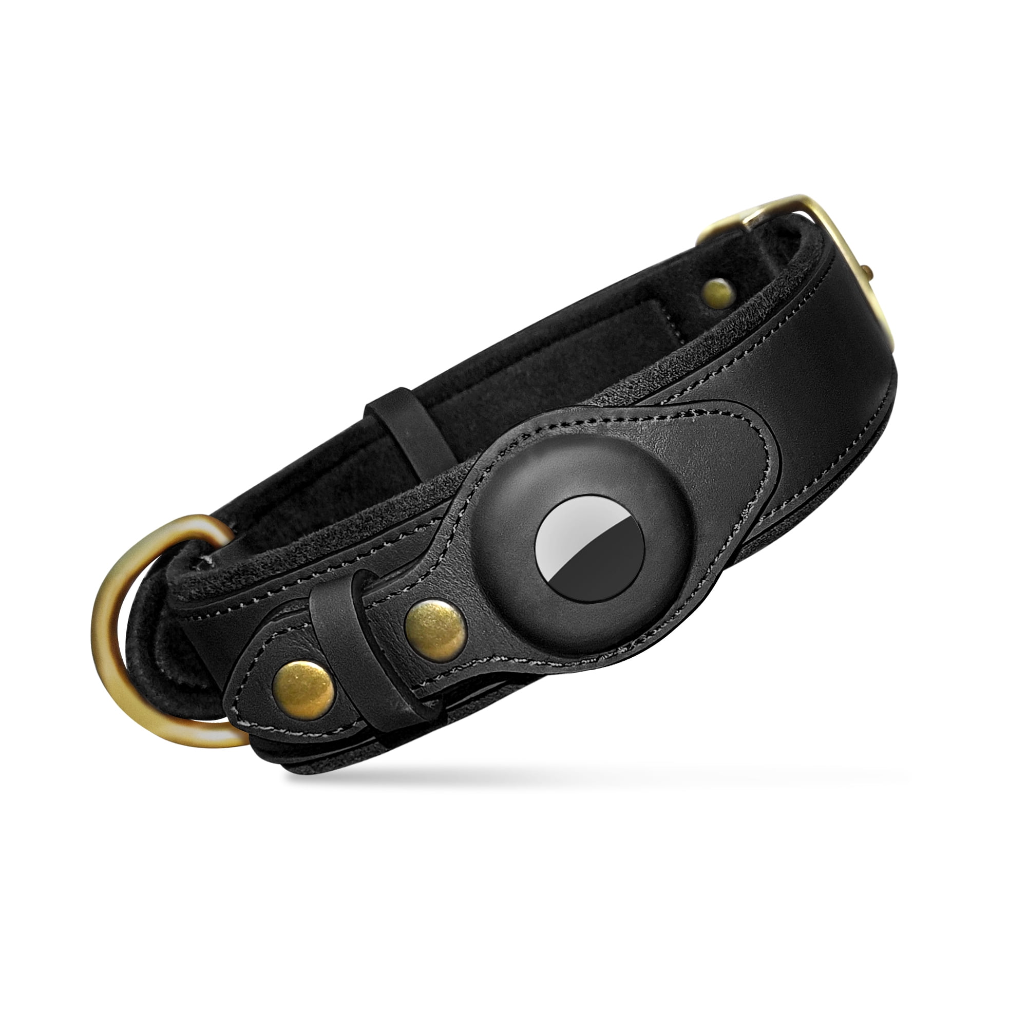 AirTag Dog Collar for Apple AirTag Leather Dog Collar for Small Dogs