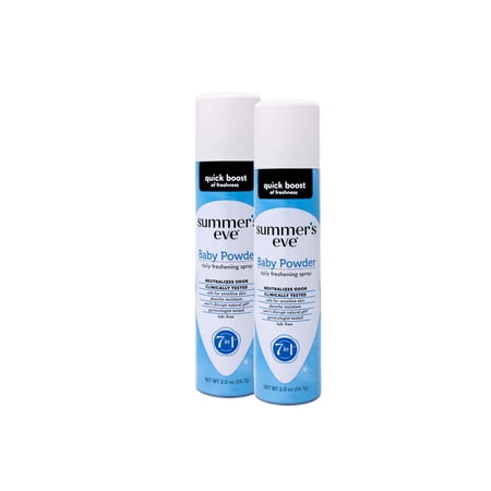 Summer's Eve Baby Powder Daily Gentle Feminine Spray, 2 oz (Pack of 2)