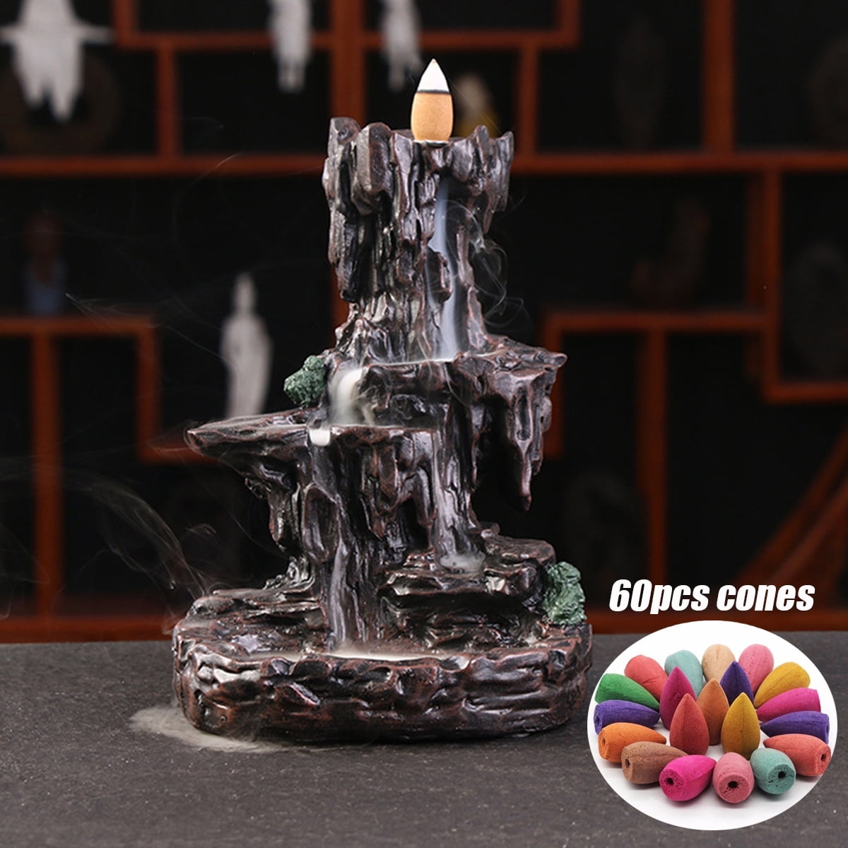 Ceramic Backflow Incense Holder Waterfall Incense Burner, Aromatherapy