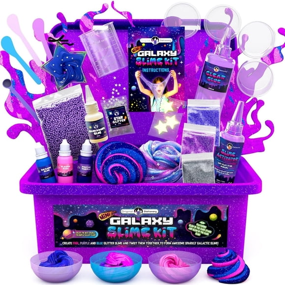 Kit Mini Slime Galaxia Original Stationery Brilla en la Oscuridad 22 Piezas