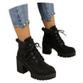 thumbnail image 3 of Women's Ankle Boots Fashion Heel Lace Up Platform Booties Comfortable Casual Leather Shoes for Everyday Use, 3 of 7