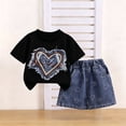 thumbnail image 5 of ZOYOEN Toddler Girls Fashion Outfits Set- Casual Cute Short Sleeve Baby Summer Clothes Embroidered T Shirts and Denim Shorts Black Size 4 T, 5 of 6