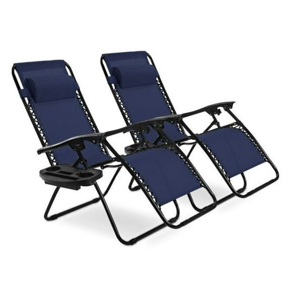 Oversize Lounge Chairs 2-Pack, Heavy Duty Zero Gravity Chair with Cup Holder, Adjustable Recliner for Patio, Beach, Outdoor & Indoor Use