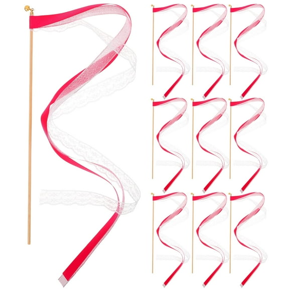 10 Pcs Ribbon Fairy Wand Christmas Decorationss Wedding Lollipop European Style Wood