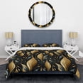 thumbnail image 3 of Designart "Midnight Mystique In Gold And Black I" Damask Bedding Covert Set - Bohemian & Eclectic Bed Set With 2 Shams, 3 of 5