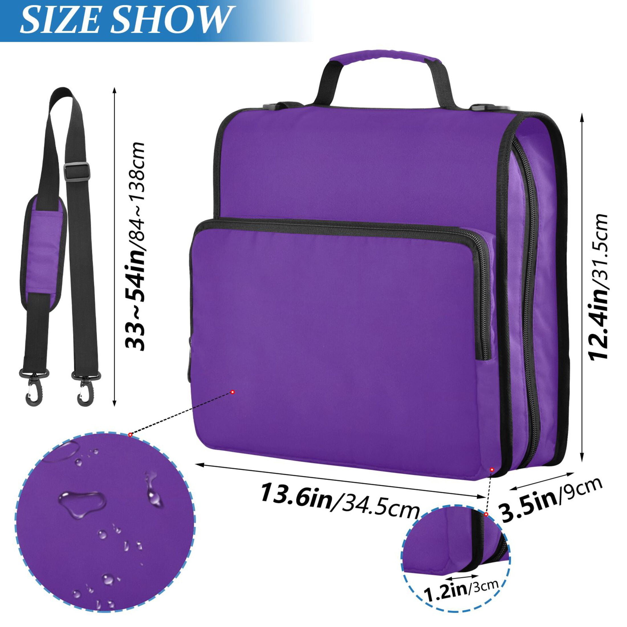 ALAZA Zipper Binder Dark Purple 3 Ring Trapper Keeper File Folder Organizer Bag