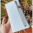 thumbnail image 4 of Michael Kors Jet Set Travel Large Trifold Wallet Pale Ocean Blue Saffiano Leather, 4 of 4