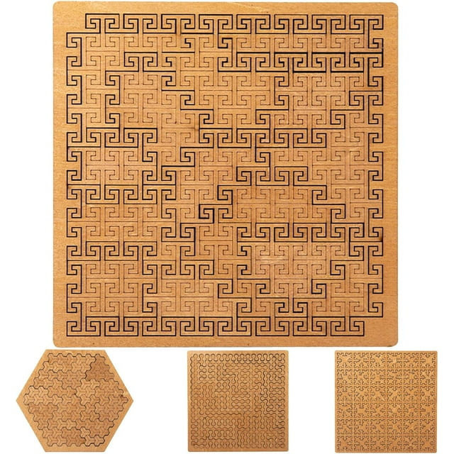 Fractal Tray Puzzles, Hard Difficult Wooden Jigsaw Puzzles for Adults, Unique Irregular Creative Labyrinth Impossible Difficult, Reverse Thinking Puzzle, No Image Puzzle (A)