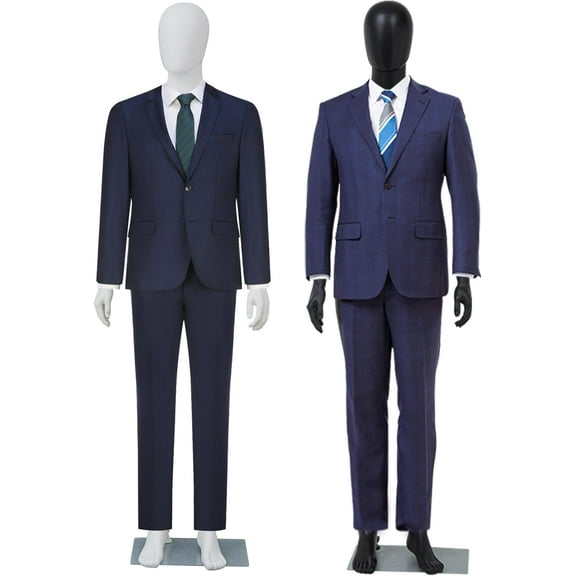 Kinbor White and Black Male Mannequin Set- Full Body Male Detachable Mannequin, 2 Pieces Adjustable with Stand for Clothing Shops, Clothing Design