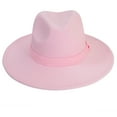 thumbnail image 2 of Light Pink Fedora Panama Upturn Wide Brim Cotton Blend Felt Hat, 2 of 4