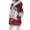 Wine red, variant on Women Casual Contrast Color Zipper Plush Hooded Coat Fall Winter Warm Drawstring Hooded Jacket Tops with Pocket