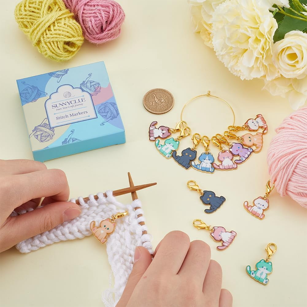 Marqueurs De Mailles Mignons Forme Vache - Lot De 20 En 5 Couleurs, Alliage émaillé, Pour Crochet Et Tricot - 14