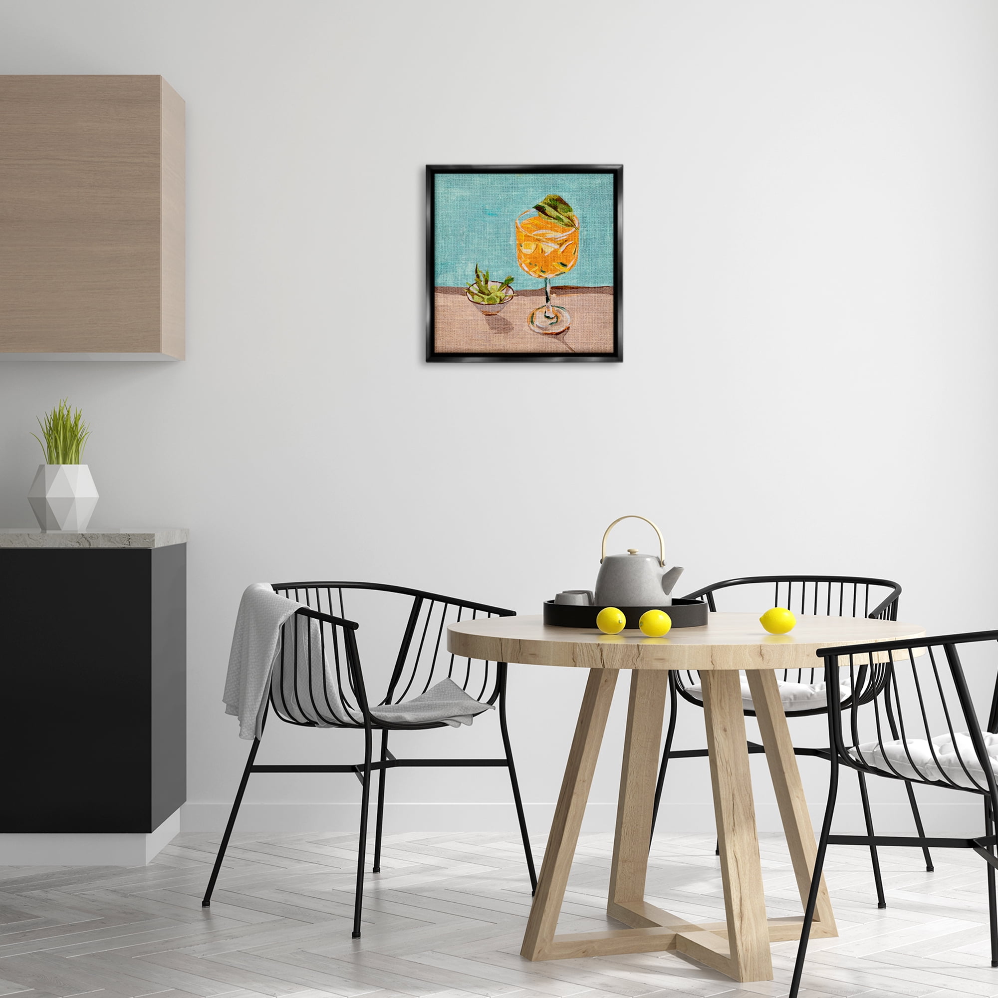 Stupell Industries Orange Cocktails Still Life Food & Beverage Painting Black Floater Framed Canvas Art Print Wall Art, 18 x 18