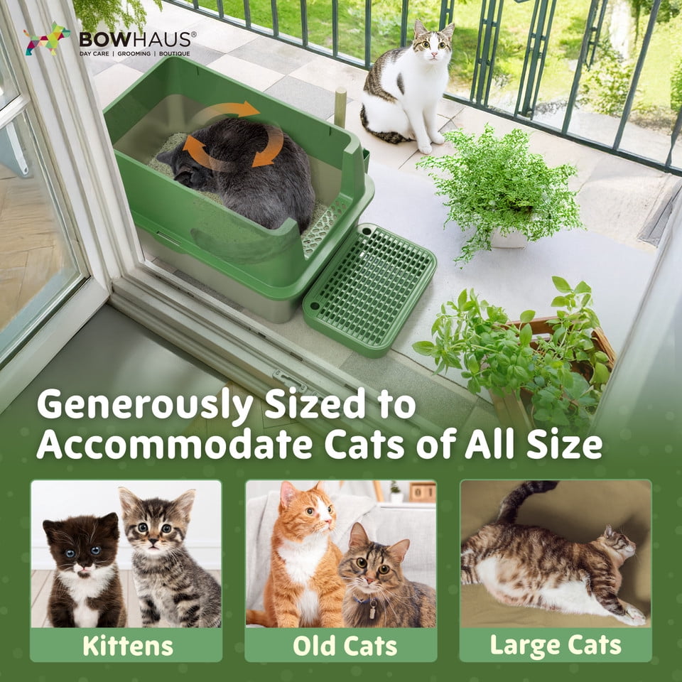 CAPHAUS XL 3 in 1 Enclosed Stainless Steel Cat Litter Box w/ Lid, Extra Large High Sided Metal Cat Litter Pan, High Sided Steel Litter Box w/ Scoop, Odor Control, Easy Clean & Anti-Leakage, Beige