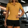 thumbnail image 3 of Mittory Women's Short Sleeve Sweater Casual Summer Ribbed Collared Shirts Thread Knitted Tops, 3 of 8