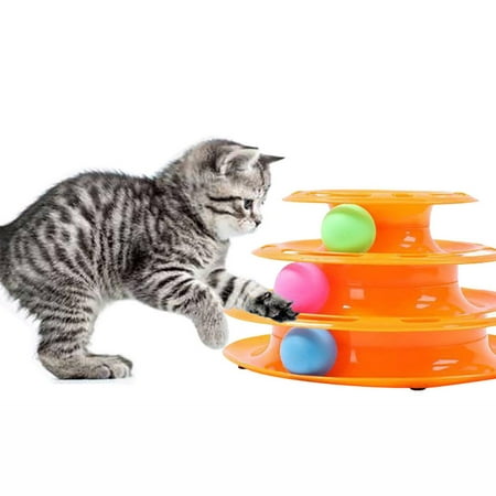 Cat Toys Tower of Tracks 3 Level Cat Tracks Interactive Ball Toy Set for Cat,