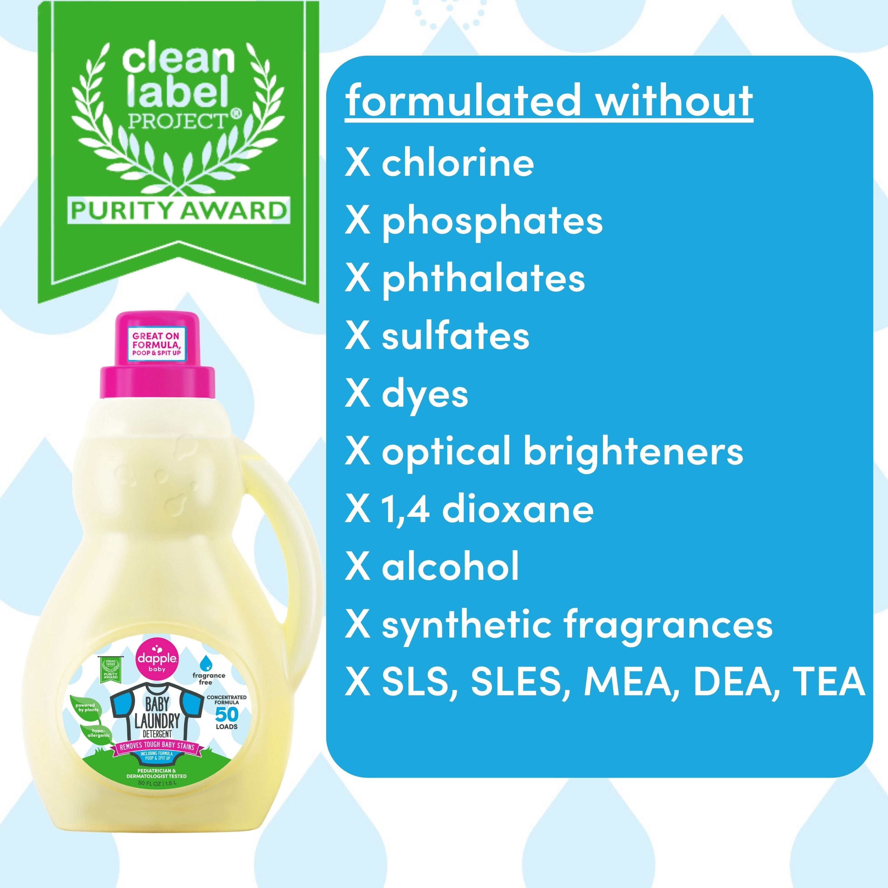 (4 pack) Dapple Baby Fragrance-Free Laundry Detergent, 50 fl oz