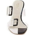 thumbnail image 4 of Cecelia New York Vannah Sandal Black White Clear Open Toe Buckle Pump High Mules (Black Alabaster, 7.5), 4 of 6