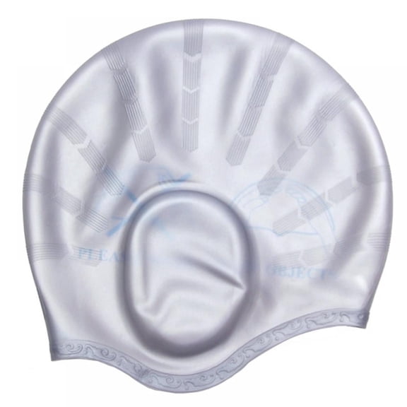 Swim Caps for Long Hair, Durable Silicone Swimming Caps for Women Men Adults Youths Kids, Easy to Put On and Off (Silver)