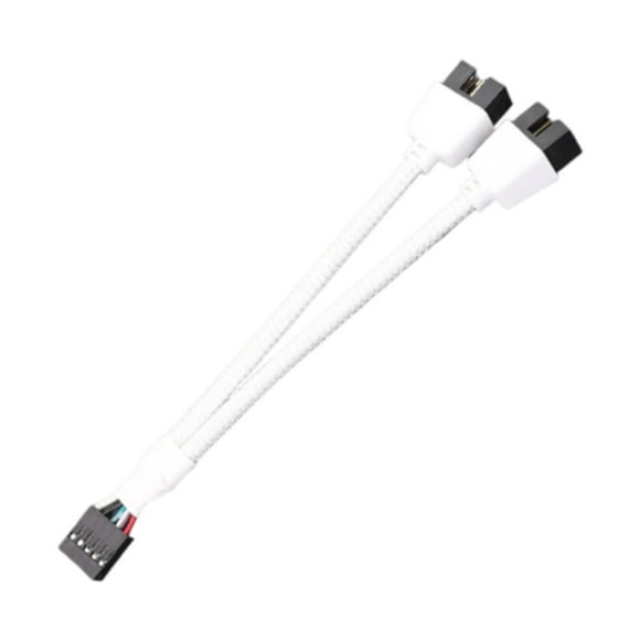 Miulika Câble d'Extension USB 9Pin vers Double 9USB pour Accessoires de Bureau Blanc