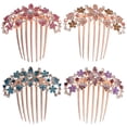 thumbnail image 1 of 4pcs Rhinestone Floral Hair Combs Women's Decorative Metal Clips for Weddings Parties Everyday Use, 1 of 9