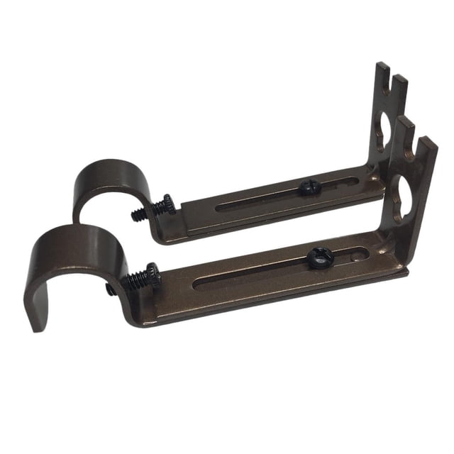 2 Supports de Tringle à Rideau Réglables et Robustes en Métal, Marron