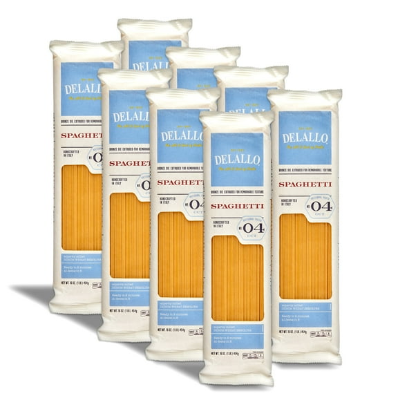DeLallo Spaghetti Pasta, Non-GMO, Kosher, 16 oz Bag, (8 Pack)
