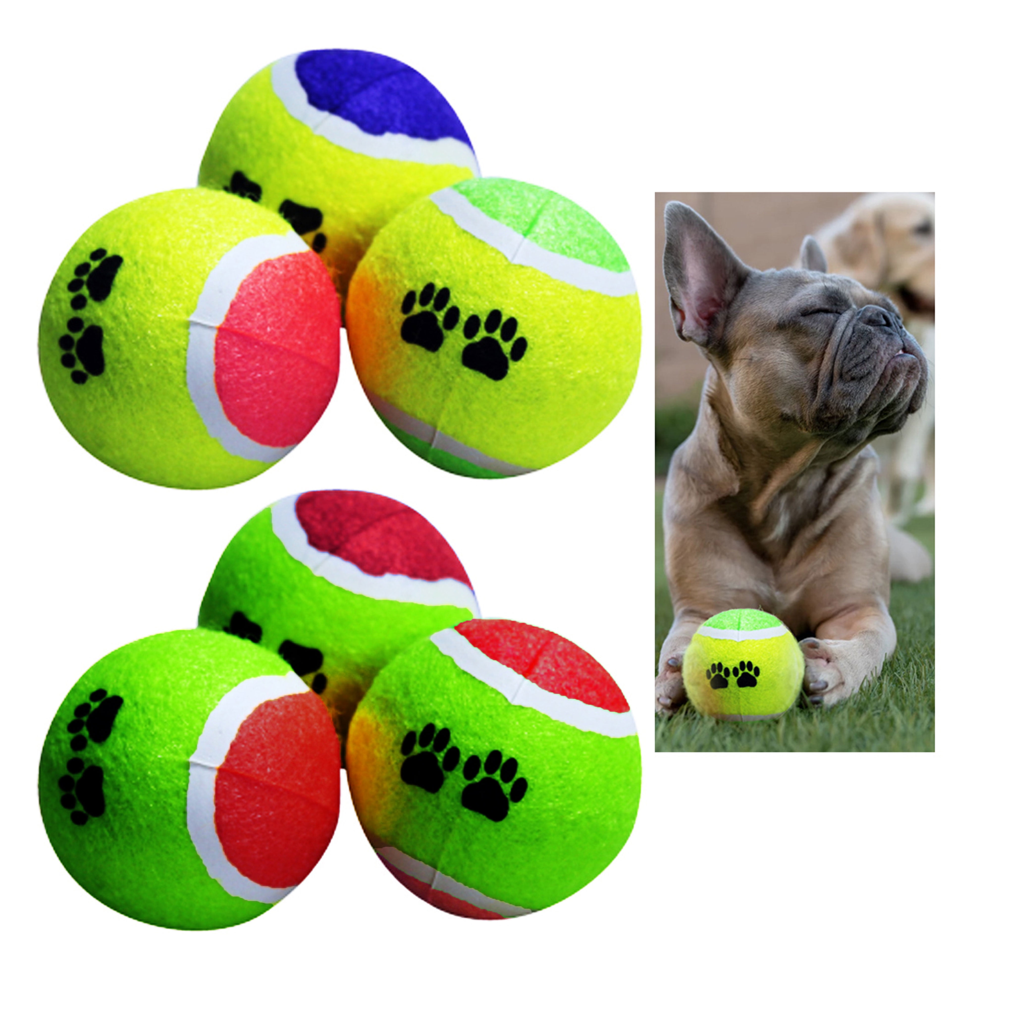 1/6PCS Coloured Tennis Balls For Pets Puppy Play Dogs Toys Bouncing Training 