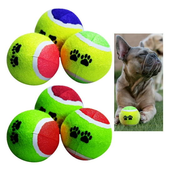 6 PCS Pet Tennis Balls Dog Puppy Fetch Set Catch Play Toy Thrower Cat Fun Bounce