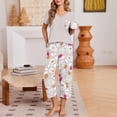 thumbnail image 2 of Lumistal Pajamas Set for Women Summer Pajamas Casual Soft Short Sleeve Tshirt and Crop Pants Matching Sets 2 Piece Pajamas Set Lounge Sets for Women, 2 of 7
