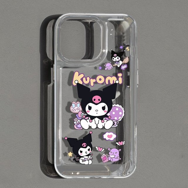 Sanrio-funda transparente con dibujos animados para Iphone, carcasa de lujo a prueba de golpes, Kuromi, 14 Plus, 11, 12, 13 Pro Max, X, Xr, Xsmax, novedad Fivean unisex