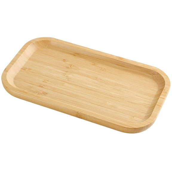 Natural Rectangular Bamboo Tray，11.42" Rectangle Vanity Tray, Bathroom Tray Countertop Organizer Tray for Candle Perfume Soap Dispenser Jewelry Keys