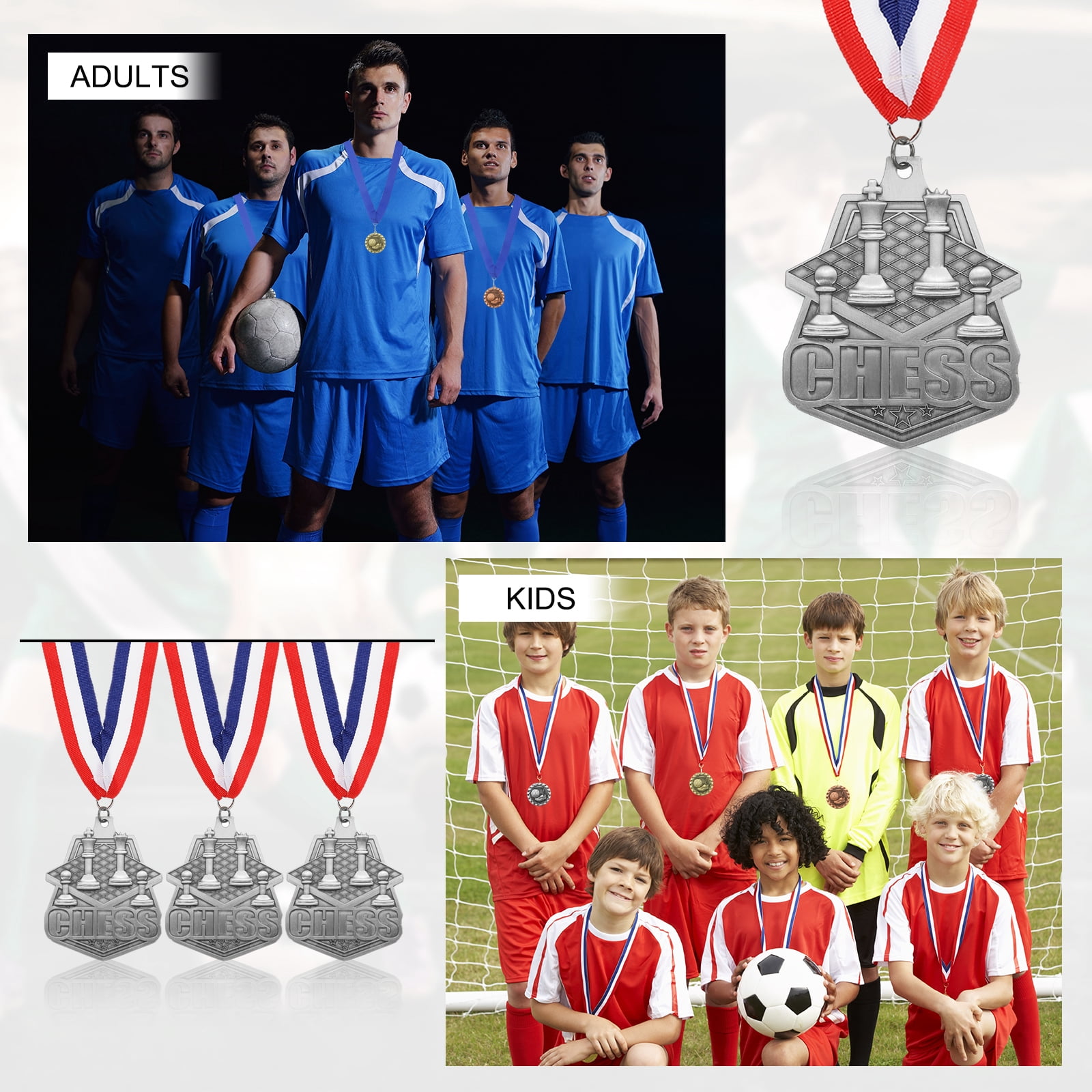 Uxcell Tournament Table Award Medals with Ribbons, Winner Medals Prizes for Competitions Sports Party Silver