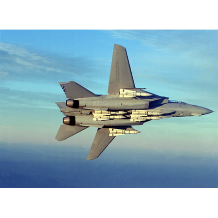 LAMINATED POSTER A Fighter Squadron 211 (VF-211) F-14A Tomcat aircraft banks into a turn during a flight out of Naval Poster Print 24 x