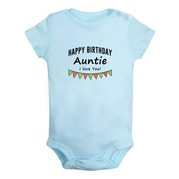 Happy Birthday Auntie I Love You Novelty Rompers For Babies, Newborn Baby Unisex Bodysuits, Infant Jumpsuits, Toddler 0-12 Months Kids One-Piece Oufits (Blue, 0-6 Months)
