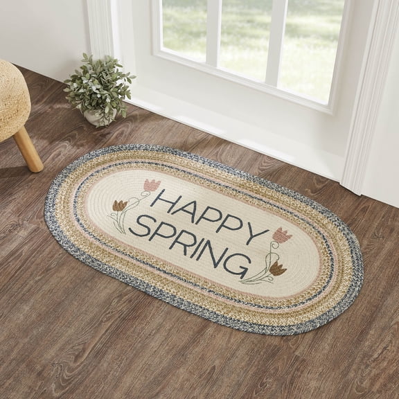 VHC Brands Kaila Happy Spring Jute Rug Oval w/Pad 27x48
