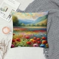thumbnail image 2 of Orinice Throw Pillow Cover Italian Tuscany Cypresses Landscape Mountains Flowers Red Poppies Field Pillowcase Home Decorative Square Pillow Case Cushion Cover White, 2 of 5