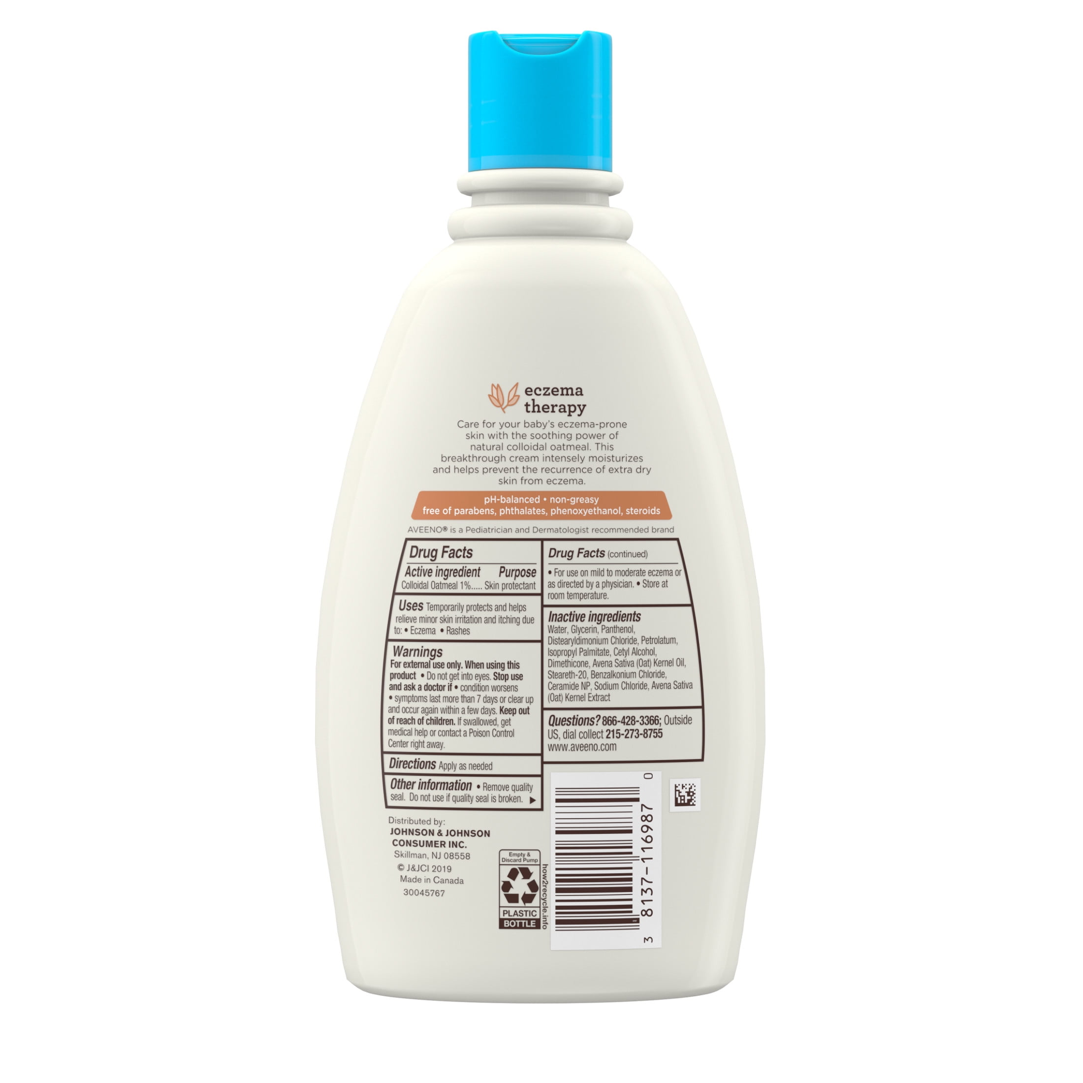 (2 pack) Aveeno Baby Eczema Therapy Moisturizing Body Lotion Cream with Oatmeal, 12 fl oz